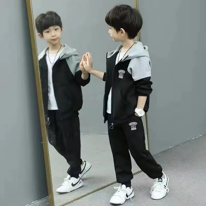 2023 New Spring Autumn Child Boy Clothing Set Letter Hoodies Coats + Pants 2Pcs Tracksuit Suit For Kids Children Present