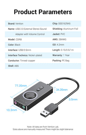 USB External Sound Card - USB to 3.5mm Audio Adapter for Earphones and Microphones, Compatible with MacBook, Computer, Laptop, PS4, and More - Miscellaneous Accessories