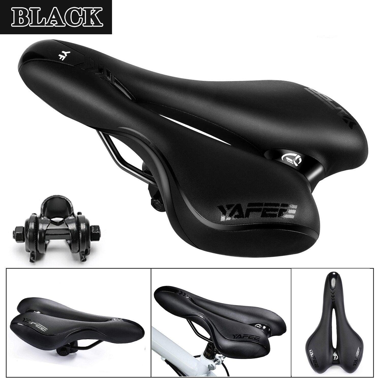 MountainGlide MTB Bicycle Saddle - PU Leather Gel-Filled Cushioning for Comfortable and Shockproof Cycling - Hollow Design for Improved Airflow and Performance - Miscellaneous Accessories