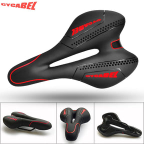 MountainGlide MTB Bicycle Saddle - PU Leather Gel-Filled Cushioning for Comfortable and Shockproof Cycling - Hollow Design for Improved Airflow and Performance - Miscellaneous Accessories