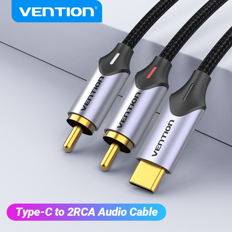 USB C to 2 RCA Audio Cable - Type C to RCA Cable for Speaker, Amplifier, Huawei, Xiaomi, Laptop, and More - USB C Splitter RCA Y Cable Available in 1m, 2m, and 3m Lengths - Miscellaneous Accessories