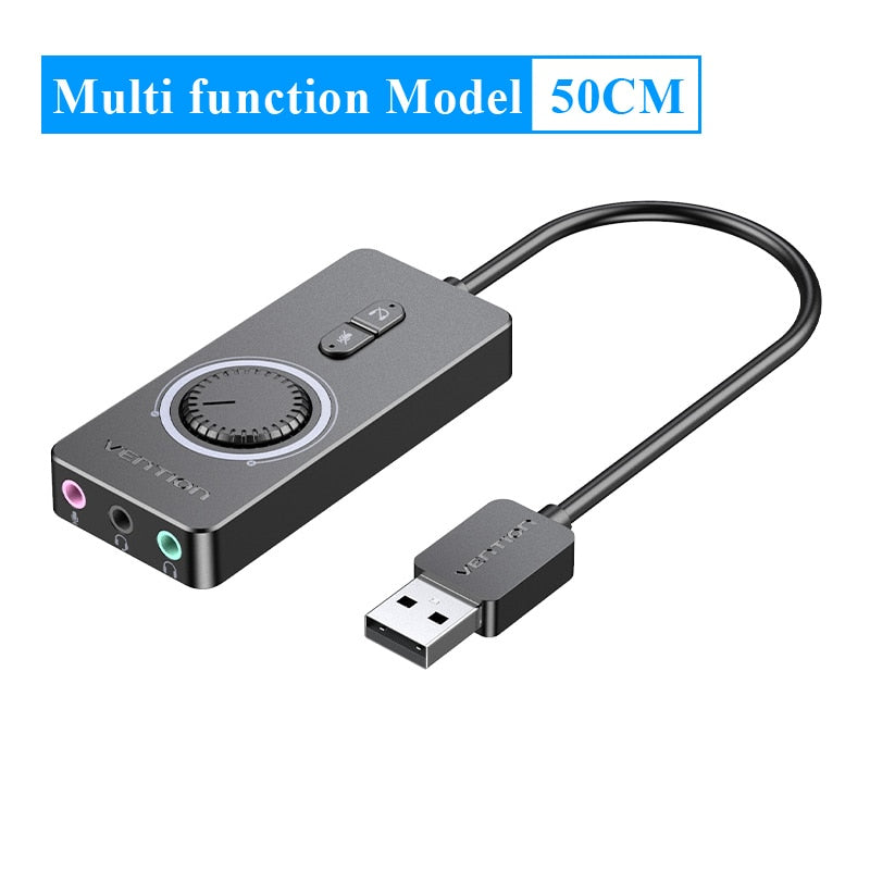 USB External Sound Card - USB to 3.5mm Audio Adapter for Earphones and Microphones, Compatible with MacBook, Computer, Laptop, PS4, and More - Miscellaneous Accessories