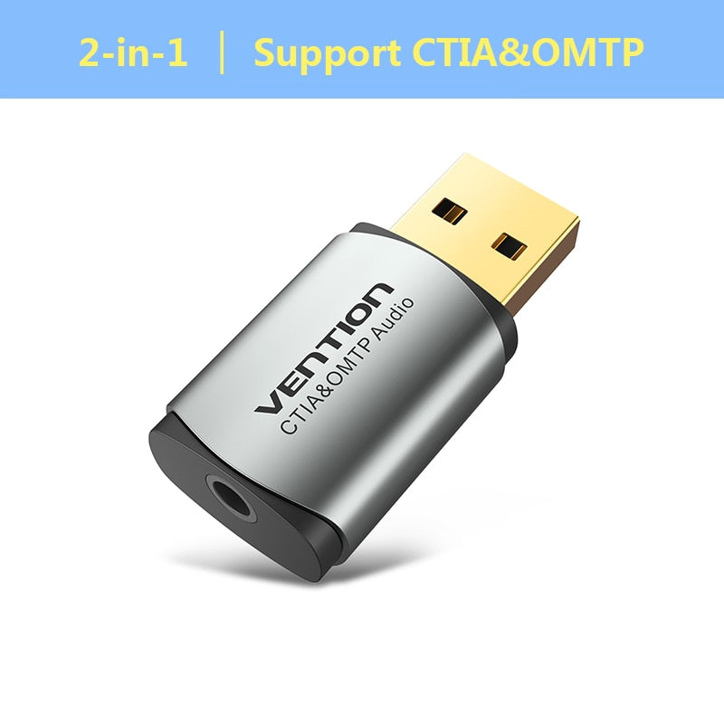 USB External Sound Card - USB to 3.5mm Audio Adapter for Earphones and Microphones, Compatible with MacBook, Computer, Laptop, PS4, and More - Miscellaneous Accessories