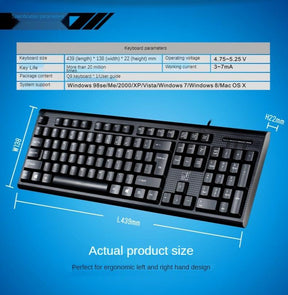 Keyboard USB Square Mouth Business Office Home PS/2 round Hole Wired Desktop Computer Keyboard - Miscellaneous Accessories