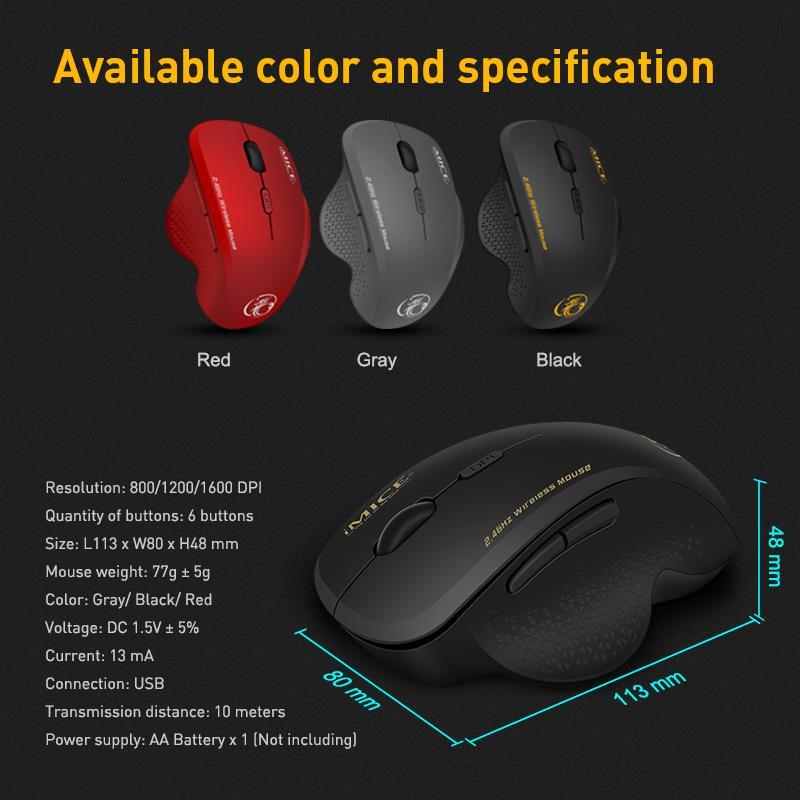 Mouse Wireless Mouse Computer Mouse For PC Laptop 2.4Ghz USB Mini Mause 1600 DPI 6 - Miscellaneous Accessories