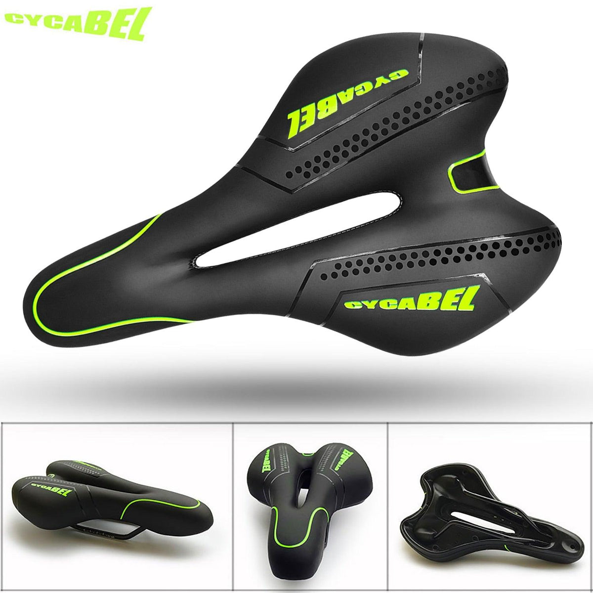 MountainGlide MTB Bicycle Saddle - PU Leather Gel-Filled Cushioning for Comfortable and Shockproof Cycling - Hollow Design for Improved Airflow and Performance - Miscellaneous Accessories