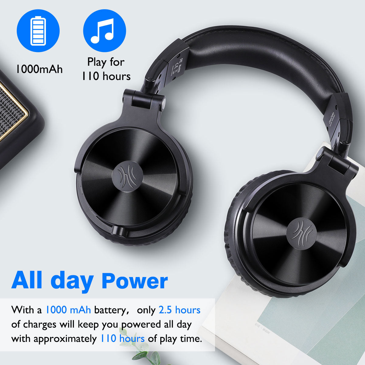 ProBass Wireless Headphones - Oneodio Pro-C Bluetooth 5.2 Foldable Stereo Earphones with Microphone, 110H PlayTime and Deep Bass for PC and Phone - Miscellaneous Accessories