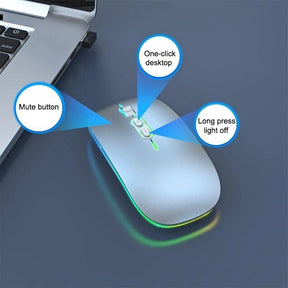 Bluetooth 2.4G Wireless Mouse One-Click Desktop Function Type-C Rechargeable Silent Backlight - Miscellaneous Accessories