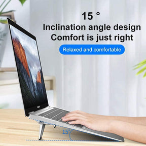 Metal Foldable Laptop Stand with Non-Slip Base, Bracket Support for MacBook Pro Air, Lenovo, Huawei Notebook, Mini Cooling Holder with Feet. - Miscellaneous Accessories