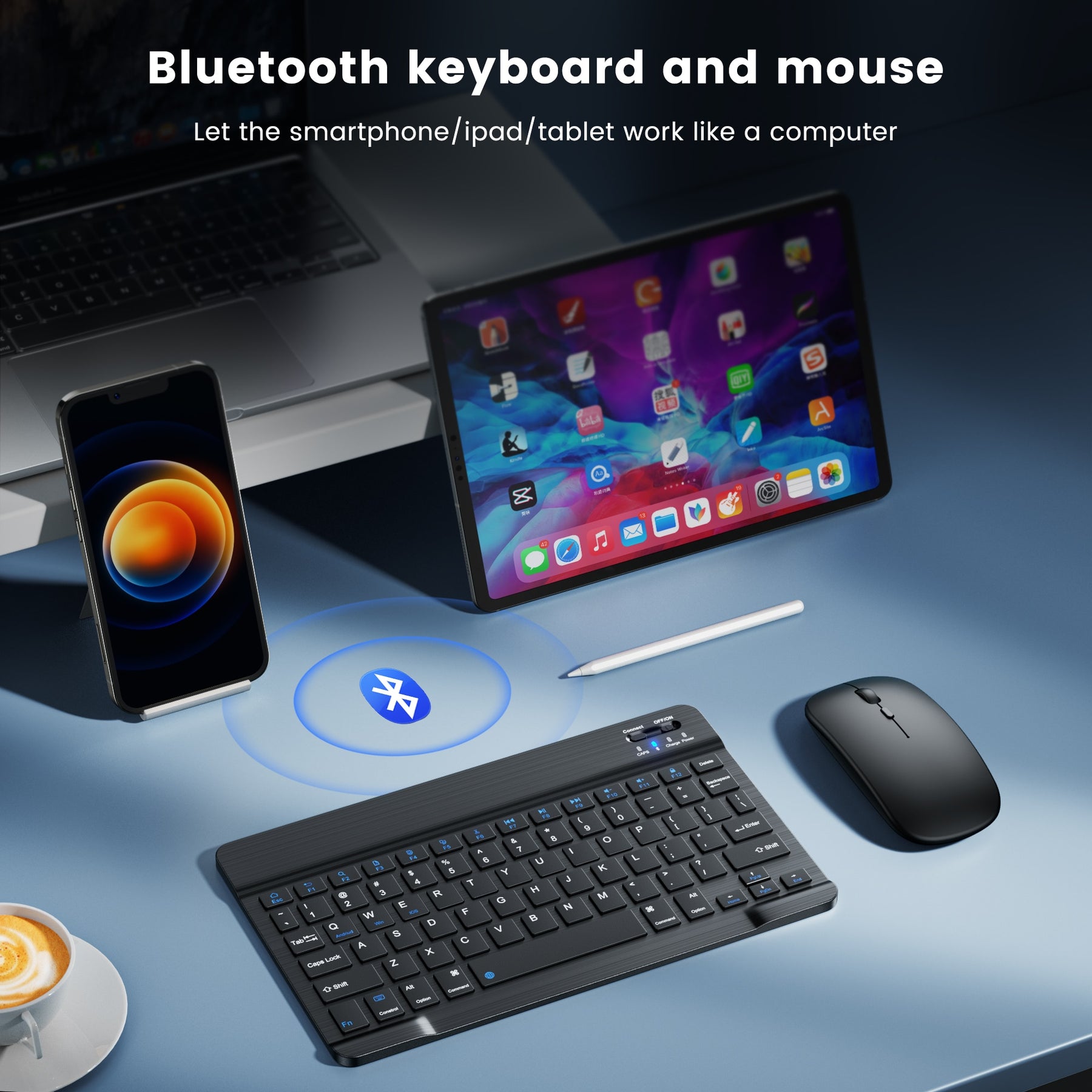 Mini Wireless Keyboard And Mouse Spanish Russian 10 Inch Keyboard Kit Rechargeable For Ipad Pro Tablet Phone