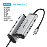 Vention USB C HUB - Type C to USB 3.0 Docking Station with USB C, HDMI, and RJ45 4K for MacBook Pro, MacBook Air, and Other Type C Devices - USB 3.1 Splitter and USB HUB Accessories - Miscellaneous Accessories