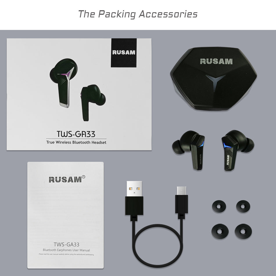 Bluetooth Sports Rusam Earphones Noise Cancellation, and Gaming-Optimized Features HD - Miscellaneous Accessories