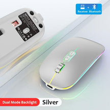 Bluetooth 2.4G Wireless Mouse One-Click Desktop Function Type-C Rechargeable Silent Backlight - Miscellaneous Accessories