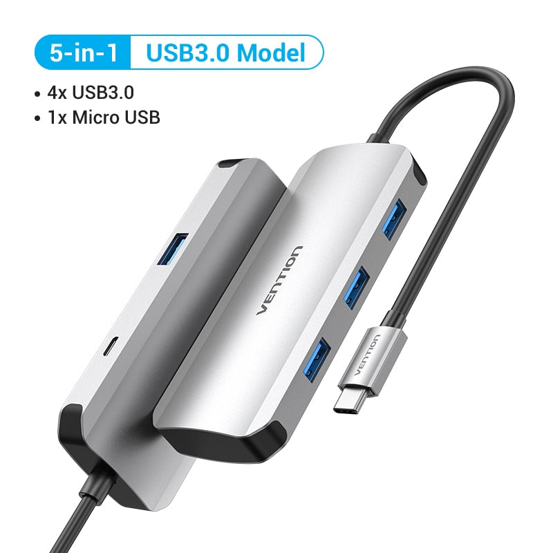 Vention USB C HUB - Type C to USB 3.0 Docking Station with USB C, HDMI, and RJ45 4K for MacBook Pro, MacBook Air, and Other Type C Devices - USB 3.1 Splitter and USB HUB Accessories - Miscellaneous Accessories