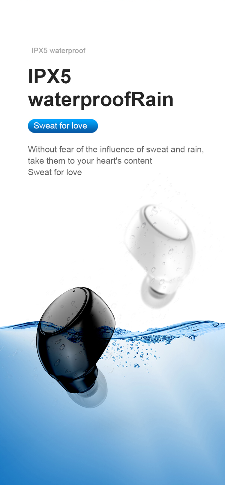 AquaBud Sport Earphones - OLAF Single In Ear Bluetooth Earphones with Handsfree Wireless Connectivity, Mic, and TWS Waterproof Design (IPX5) for Sports and Gaming - Miscellaneous Accessories