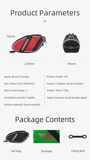 RideReady 3D Shell Bicycle Bag - Rainproof Saddle Bag with Reflective Details, Shockproof Design, and Rear Seatpost Mount - Essential MTB Bike Accessories for Adventure Cyclists - Miscellaneous Accessories