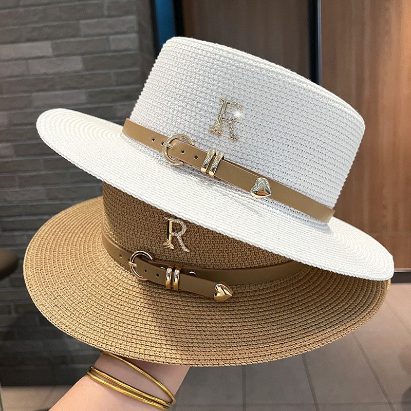 Beach hat men and women flat top straw hat essential for summer travel - Miscellaneous Accessories