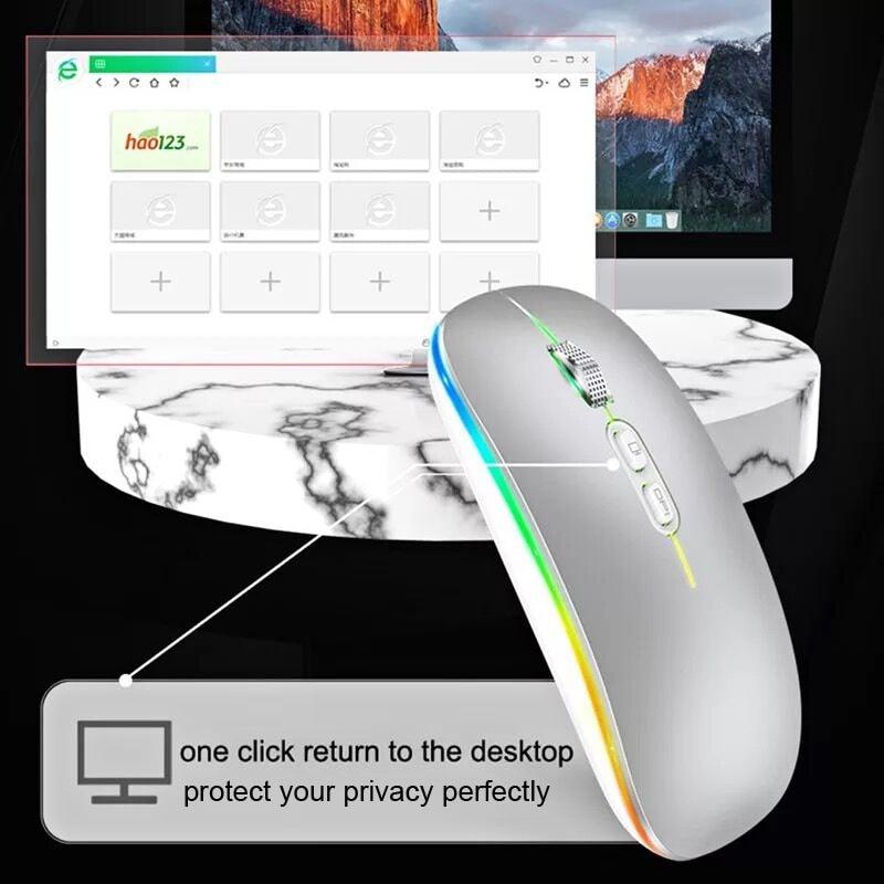 Bluetooth 2.4G Wireless Mouse One-Click Desktop Function Type-C Rechargeable Silent Backlight - Miscellaneous Accessories