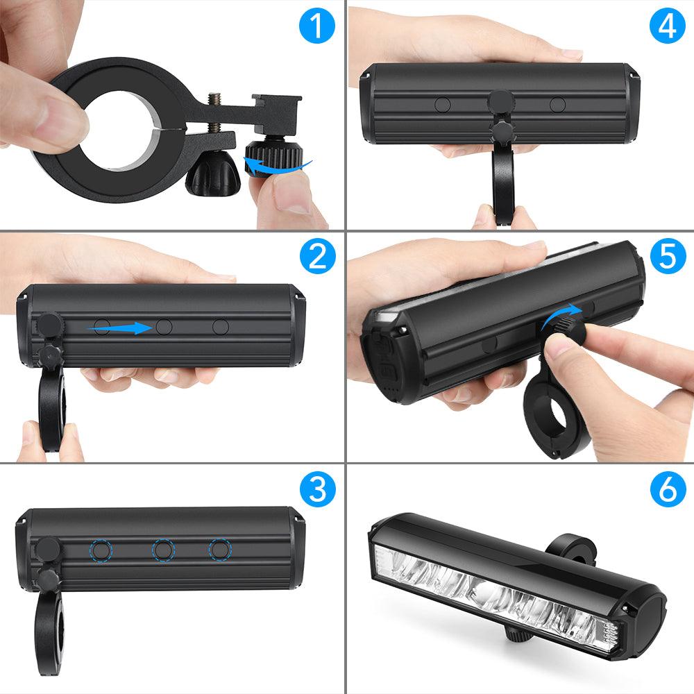 BeamBoost: 6000 Lumen Front Bike Light with Long-Lasting 8000mAh Battery and USB Charging - Miscellaneous Accessories