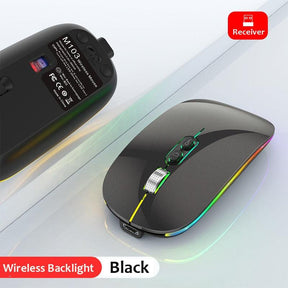 Bluetooth 2.4G Wireless Mouse One-Click Desktop Function Type-C Rechargeable Silent Backlight - Miscellaneous Accessories