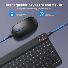 Mini Wireless Keyboard And Mouse Spanish Russian 10 Inch Keyboard Kit Rechargeable For Ipad Pro Tablet Phone