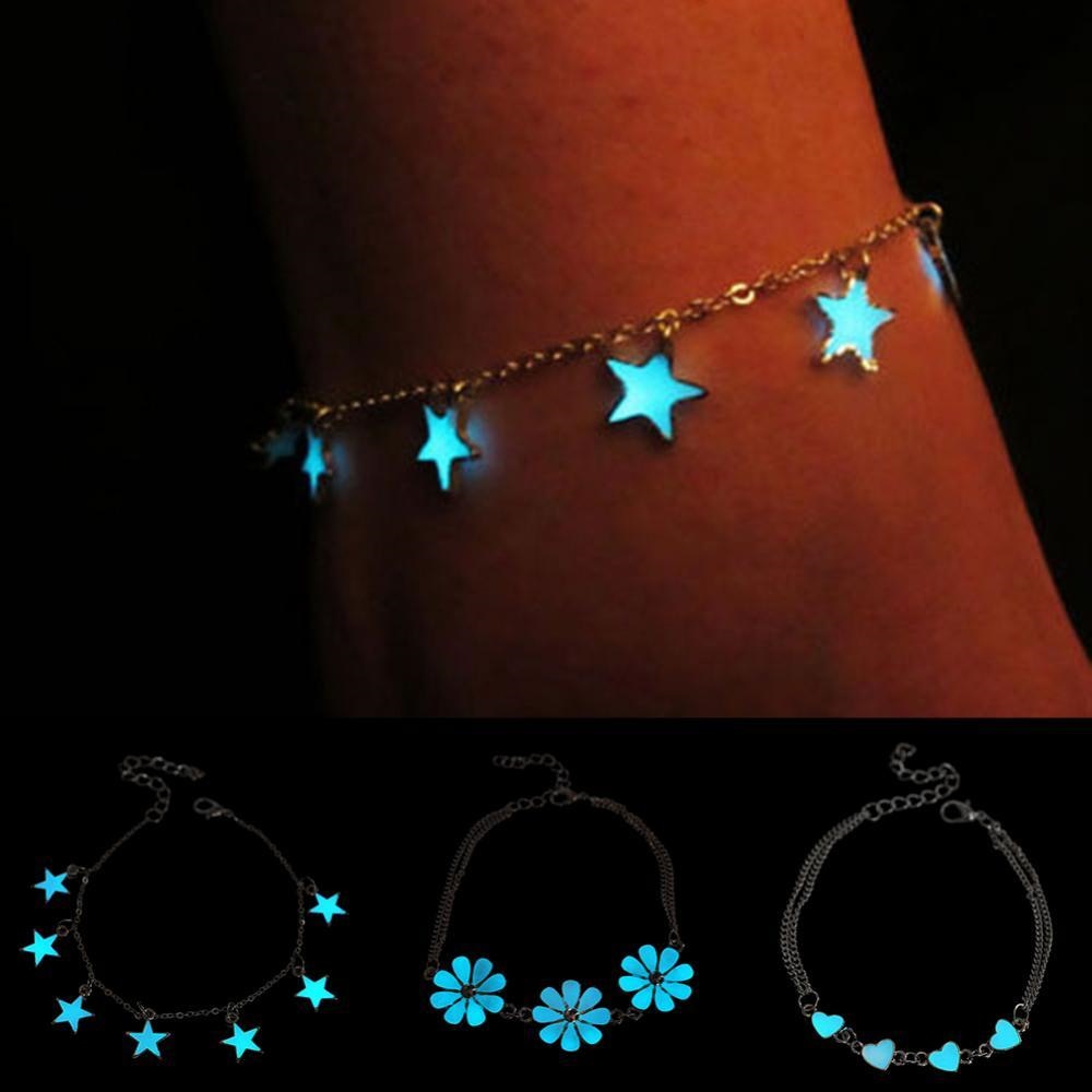 Beautiful Anklets For Women Little Star Heart Flower Glow in the Dark Ankle Bracelet On Leg Foot Jewelry perfect for night - Miscellaneous Accessories