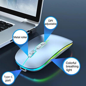 Bluetooth 2.4G Wireless Mouse One-Click Desktop Function Type-C Rechargeable Silent Backlight - Miscellaneous Accessories