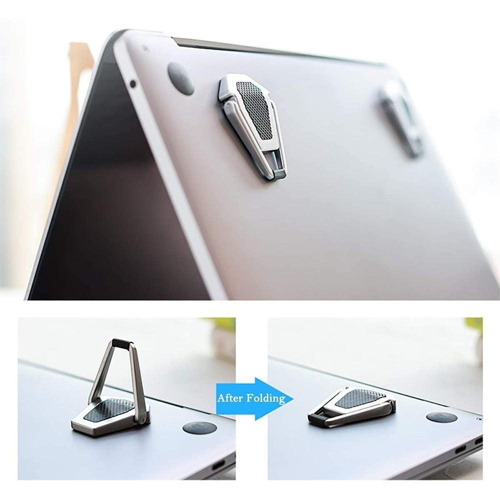 Metal Foldable Laptop Stand with Non-Slip Base, Bracket Support for MacBook Pro Air, Lenovo, Huawei Notebook, Mini Cooling Holder with Feet. - Miscellaneous Accessories