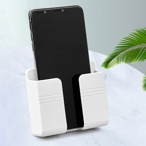 Punch-Free Wall-Mounted Phone Holder with Charging Stand and Remote Control Storage Box - Miscellaneous Accessories